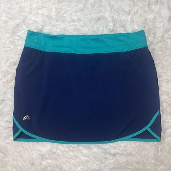 Adidas Skort Skirt Size Large Pockets Blue Athletic Built in Shorts Stretchy Ten - Picture 1 of 11